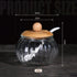 Salt Cellar, 8 Oz / 250 ML Glass Container with Bamboo Lid, Cute Pumpkin Condiment Jar, Storage Canister with Scoop, Kitchen Countertop Seasoning ...