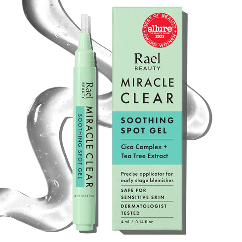 Rael Acne Spot Treatment, Miracle Clear Soothing Spot Gel Pen - Acne Gel, Pimple and Blemish Treatment, Korean Skincare, for Early Stage, Succinic...