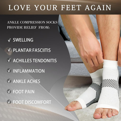 Plantar Fasciitis Compression Socks for Women & Men, Ankle Brace Neuropathy Socks, Comprex Ankle Sleeves Soothe Socks for Foot Pain Relief, Sprain...