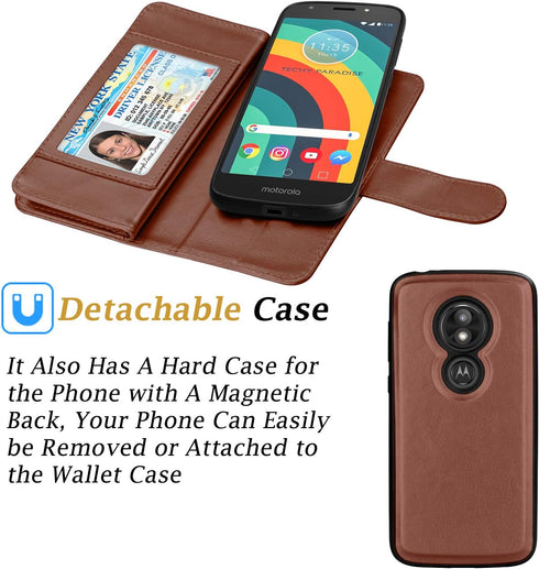 Moto E5 Play Wallet Case, Moto E5 Cruise/E5 GO Wallet, Takfox PU Leather with Card Holder Folio Flip with Strap Detachable Magnetic Wallet Phone C...