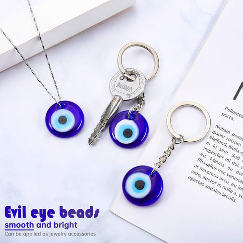 Chuangdi 20 Pieces Evil Eye Keychain Bulkturkish Blue Charms Pendants Crafting Glass Keychain with Keyring Hanging Ornament Jewelry Accessories Am...