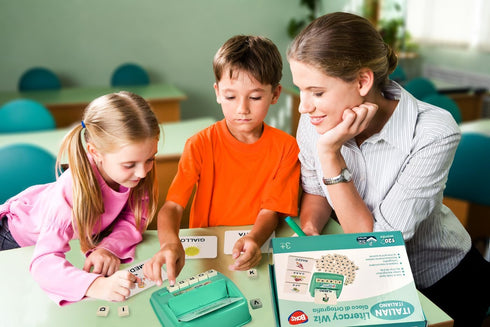 BOHS Italian Literacy Wiz Fun Game - See and Hide Spelling - 60 Flash Cards - Preschool Language Learning Educational Toys...