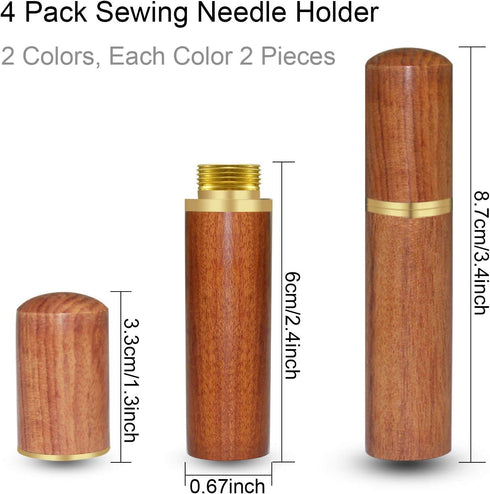 4 Pieces Sewing Needles Holder Sewing Storage Case Wooden Needle Storage Case Box for Sewing Supplies Storage...