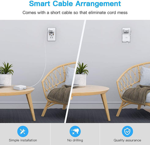 Outlet Installation of Ring Bridge, No Drilling and Space-Saving Wall Mount Bracket, with Short Cable for Ring Smart Lighting Bridge...