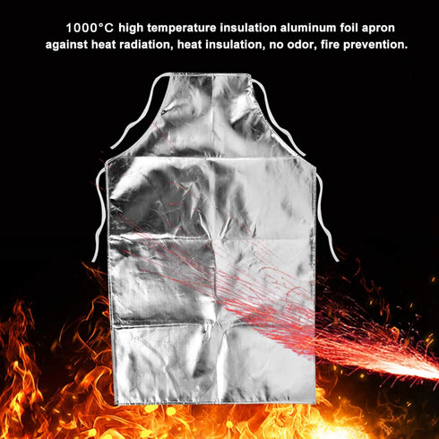 Health Gear Heat Resistant Apron, 1000 Degree Heat Resistant Apron Aluminum Foil Cooking Apron High Temperature Anti-splash Anti-scalding Working ...
