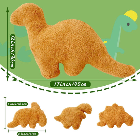 4 Pcs Dino Nugget Pillow Set,Large Chicken Nugget Plush with 3 Small Dinosaur Plush Toys,Dino Stuffed Animal for Birthday Gift Party Favors...