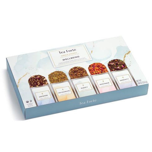 Tea Forte Wellness Tea Assortment Single Steeps Loose Leaf Premium Tea Gift Set Sampler, 15 Count 3 of Each Assorted Blends, Pre-Portioned Single ...