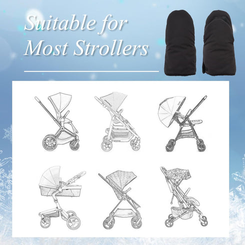 Zsedrut Stroller Gloves Universal Winter Anti-Freeze Stroller Mittens Water Repellent Hand Warmer Muff Fleece Lined,Winter Stroller Accessories (B...