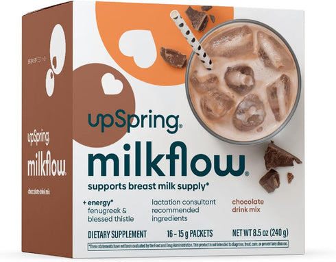 UpSpring Milkflow Energy Breastfeeding Supplement Drink Mix with Fenugreek, Chocolate Flavor, Lactation Supplement to Support Breast Milk Supply a...