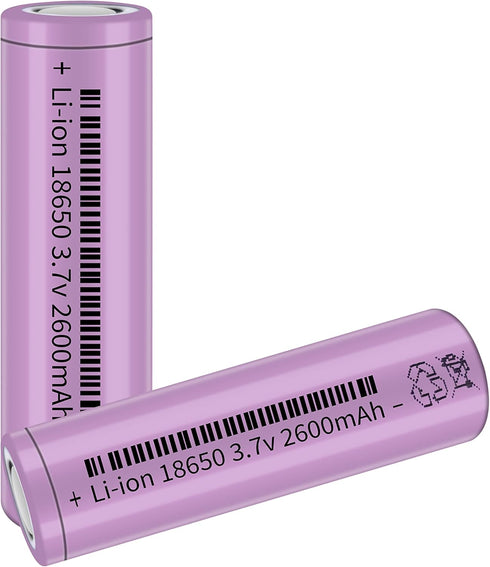 3.7V 2600mAh Flat top Rechargeable Batteries for Headlamp, LED Flashlight, Electronic Devices etc (Purple) 2 Packs...