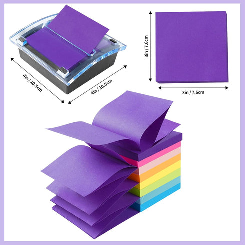 (8 Pack) Pop-up Sticky Notes 3x3 Inches, 8 Bright Colors Super Sticky Notes, Clean Removal, Recyclable, 84 Sheets/pad...