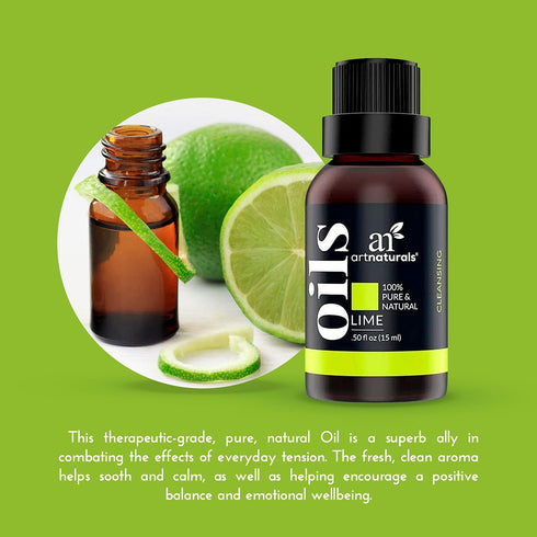 artnaturals 100% Pure Lime Essential Oil - (.5 Fl Oz / 15ml) - Undilued Therapeutic Grade - for Diffuser, Skin, Body and Perfume...
