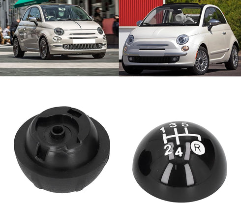 aqxreight Gear Shift Knob,with Decorative Cover Replacement Kit Fit for Fiat 500 500C 2007-2018 LHD R...