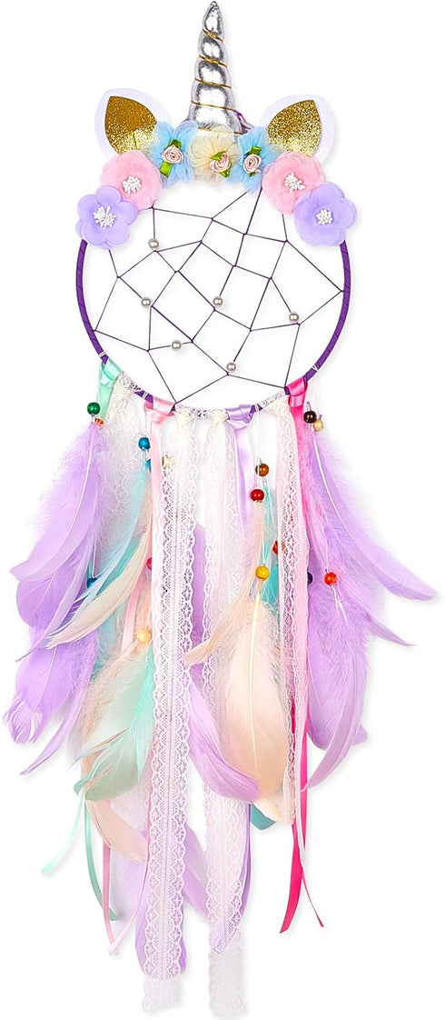 QtGirl Dream Catchers for Kids Unicorn Wall Decor for Girls Bedroom Flower Feather Wall Hanging Decoration...