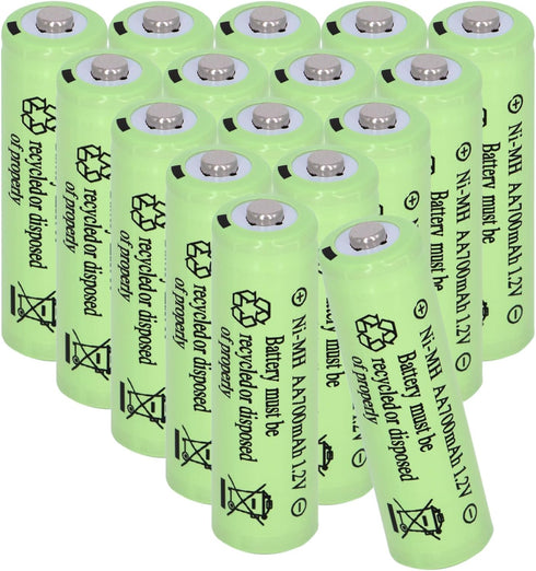 16 Packs Rechargeable AA Size Batteries 1.2V 700mAh Ni-MH Double A Solar Lights Battery for Outdoor String Lights, Pathway Lights...