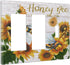 Rustic Wooden Sunflower Bee Oil Painting 3-Gang WallPlate Decorative Combination Single Toggle/Double Decorator Rocker Outlet Wall Switchplate Ele...
