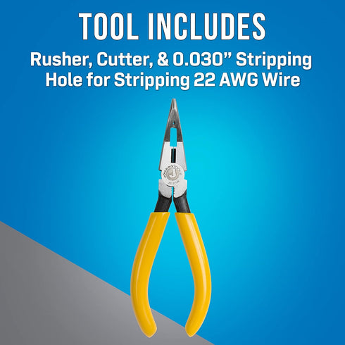 Jonard JIC-22148 Combo Crimper Long Nose Plier with Yellow Plastic Handle, 6-7/8" Length...