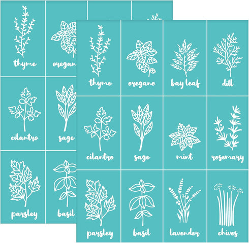 OLYCRAFT 2Pcs Self Adhesive Printing Stencil Herbs Pattern Silk Screen Printing Stencil Plants Pattern Reusable Mesh Stencils for DIY Home Decor T...