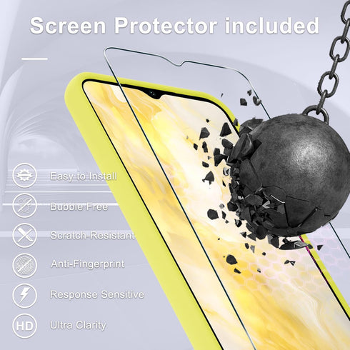 for Samsung Galaxy A25 5G Case, Silicone Phone Case with 1 Screen Protector, Soft Anti-Scratch Microfiber Lining, Full Body Shockproof Slim Cover,...