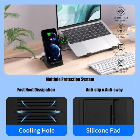 4-in-1 Wireless Charger for Multiple Devices with Night Lamp, Wirelsss Charger Station for iPhone 14/14 Pro/13/13 Pro/12/12Pro Max/11 Series/XS Ma...