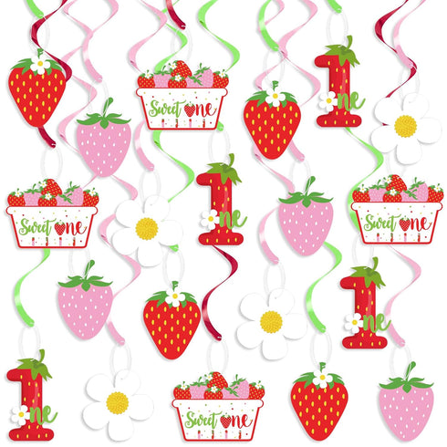 Strawberry 1st Birthday Party Hanging Swirls Decor, Fruit Strawberry Party Hanging Streamers for Strawberry Sweet One Birthday Girls Berry Sweet T...