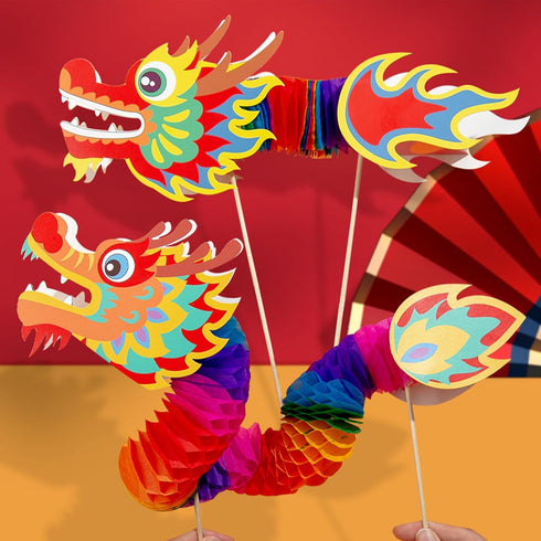 8pcs Dragon Honeycomb Handheld Toys Chinese New Year Dragon Making Ornament Kit Education Playset Chinese Dragon Toys...