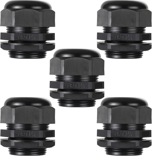 PENGLIN Cable Glands 1-1/4" NPT Nylon Cable Connector, Strain Relief Cord Connector, IP68 Waterproof Adjustable Locknut (1-1/4 Inch (5-Pack))...