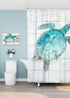 SUMGAR Blue Ocean Shower Curtains for Bathroom Stall Rv Coastal Beach Decoration Teal Sea Turtle Curtain Set with Hooks, 72 x 72 inch...
