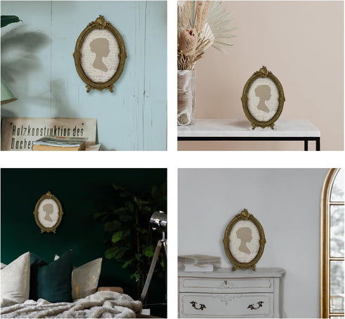Sunlit Vintage Picture Frame 5x7 Inch, Oval Antique Photo Frames with Glass Front, Luxury Photo Display, Tabletop Wall Hanging, Gift Ideas, Brown...