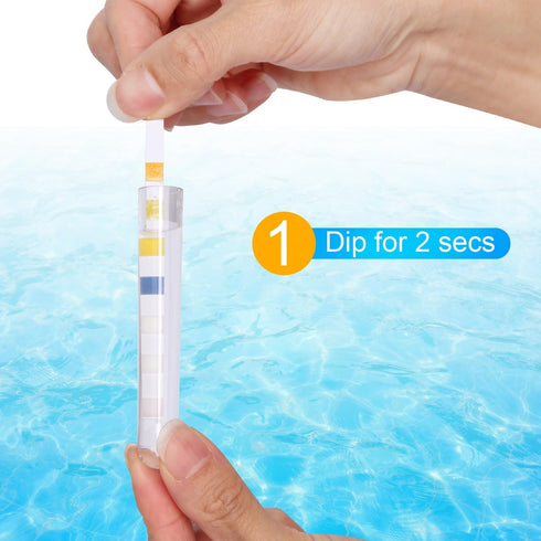 Aquarium Test Strips for Freshwater and Saltwater, 100 Pcs of 7 in 1 Test Strips, pH, Alkalinity, Nitrite, Nitrate, Chlorine, Carbonate, Hardness...