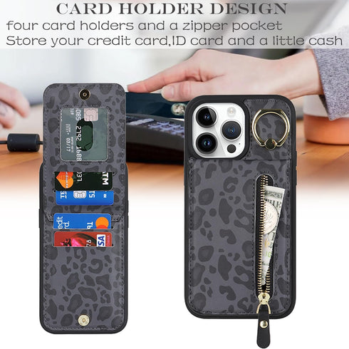 iPhone 12 pro max Case Wallet with Card Holder for Women, iPhone 12 pro max Phone Case with Credit Card with Ring Kickstand Zipper Slim Stand Case...