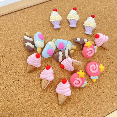 25 pcs Ice Cream Push Pins Cute Decorative Thumbtacks Resin Drawing Pin Cork Board Thumbtacks for Bulletin Board Photos Wall Pins Home Office Supp...