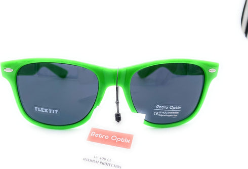 Retro Style Sunglasses - Bright Neon or Solid Colors with Classic 80's Style Design (Neon Green)...