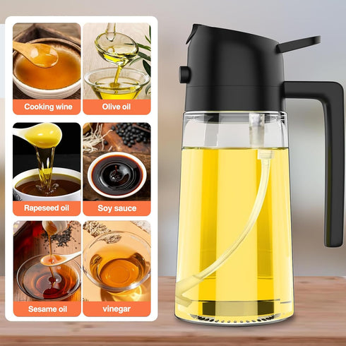 Generic 2 In 1 Oil Dispenser And Oil Sprayer, 16 Oz/470 Ml Oil Dispenser For Kitchen Spray, With Fine Mist Nozzle, Suitable For Cooking, Air Fryer...