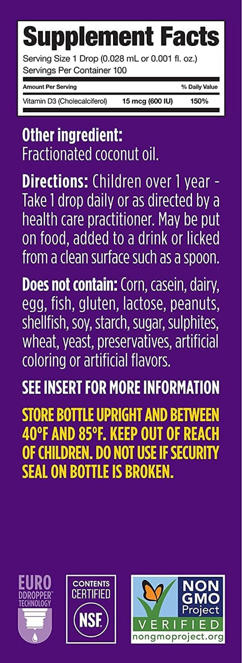 Ddrops Kids Booster 600IU 100 Drops - Daily Liquid Vitamin D for Kids. Support Strong Bones & Immune System in Children. No Preservatives, No Suga...
