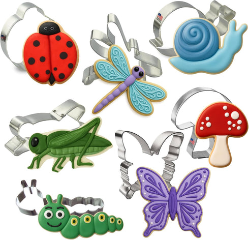 Foose Cookie Cutter 7 Piece Insect 3.5 in Dragonfly, 4.25 in Caterpillar, 3 in Ladybug, 4.5 in Butterfly, 3.5 in Grasshopper, 4.25 in Snail, 3.25 ...