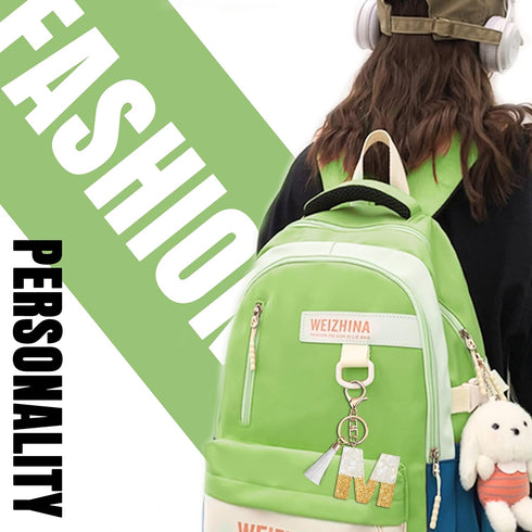 Cute Beige Key Chains for Women Girls, Initial Letter Keychains with White Tassel, Charms for Key Handbag Backpack...