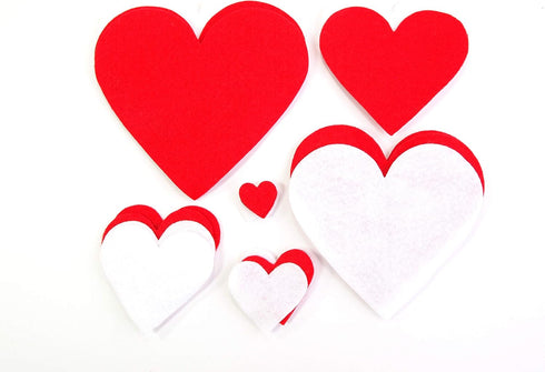 Playfully Ever After 1 to 6 inch Multi-Size Color Pack 24pc Felt Hearts (Red/White)...