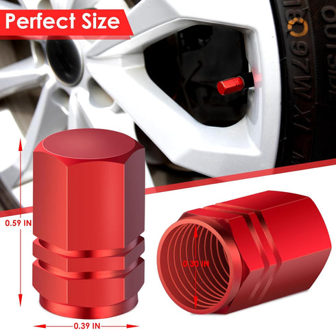 Red Auto Tire Valve Stem Caps: Tire Air Pressure Caps, Universal Schrader Valve Cap for Car Bike Truck Motorcycles...