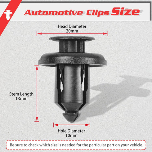 OTUAYAUTO 100PCS Bumper Clips, 10mm Fender Liner Clip Replacement for Honda Accord 1999-2011, Plastic Rivet Retainer Clips Replace OEM: 91503-SZ3-...