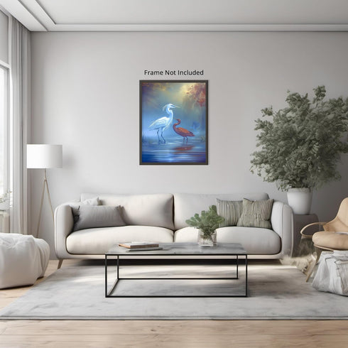 Posterizer 1 pcs-beautiful art work of pair of heron birds in nature 3-Art for Animal Lovers Gift for Art Lovers Decorations for Bedroom, Office, ...