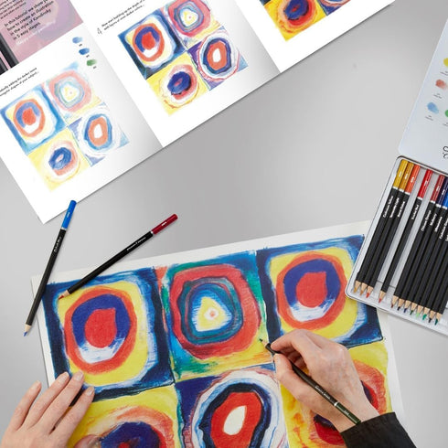 Castle Arts Themed 24 Coloured Pencil Set in Tin Box, perfect ‘Kandinsky’ inspired colours. Featuring quality, smooth coloured cores, superior ble...