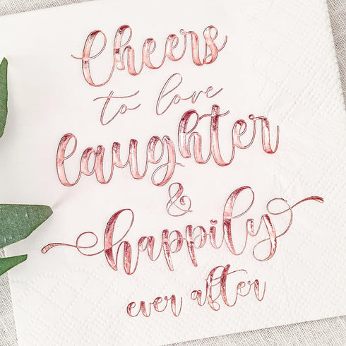 Crisky Bridal Shower Napkins Rose Gold, Happily Ever After Cocktail Beverage Cake Dessert Napkins for Wedding & Bridal Shower Engagement Bachelore...
