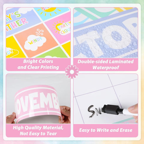 Classroom Calendar Bulletin Board Pastel Calendar Bulletin Board with Seasons Weather Chart CTP Paper-Cuts for Nursery Elementary Middle School Cl...