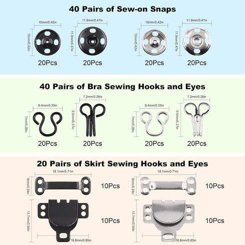 100 Pairs Skirt Hooks and Eyes Hook, Sewing Snaps Fasteners Press Studs Clothing Fixing Tools for Skirt, Bra, Trousers, Clothing, DIY Sewing Suppl...