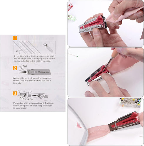 HARFINGTON Bias Tape Maker Kit 6mm 12mm 18mm 25mm 9mm Single and Double Fold Fabric Bias Binding Maker Sew Tool for Fabric Quilting Sewing Craftin...