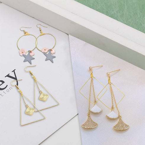 Huwujiu 120pcs Earrings - Round, Square, Triangle - Gold, White - Earring Findings...