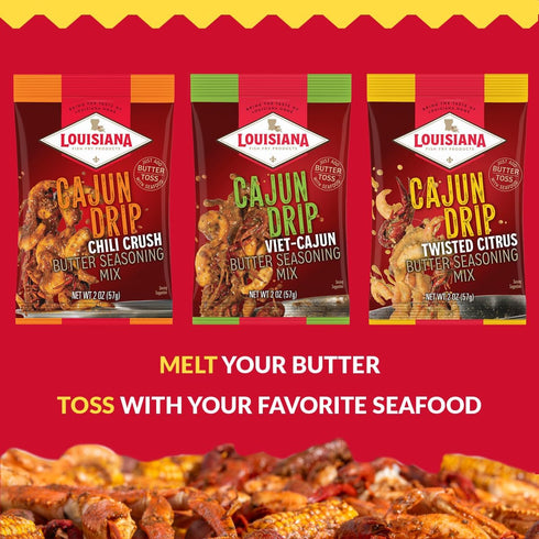 Louisiana Fish Fry Cajun Drip 2oz Bag - Seafood Seasoned Butter Sauce - Elevate your boiled seafood game with Louisiana Fish Fry Cajun Drip (Cajun...