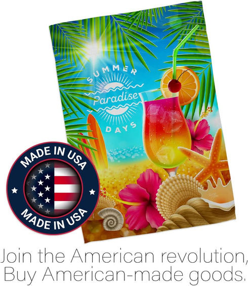 Breeze Decor Summer in Paradise Garden Flag Fun The Sun Beach Pool Luau Tropical Party Season Outdoor Summertime Sunny House Decoration Banner Sma...