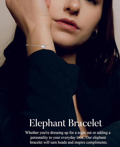Ladytree S925 Sterling Silver Lovely Elephant Ankle Foot Bracelet Anklet for Women Jewelry...